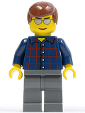 LEGO cty0103 Plaid Button Shirt, Dark Bluish Gray Legs, Reddish Brown Male Hair, Silver Sunglasses