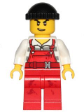 LEGO cty0709 Police - City Bandit Male with Red Overalls, Black Knit Cap, Lopsided Open Smile