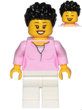 LEGO cty1018 Mom - Bright Pink Female Top, White Legs, Black Hair Coiled and Short