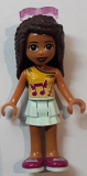 LEGO frnd282 Friends Andrea, Light Aqua Layered Skirt, Bright Light Orange Top with Winged Music Notes, Sunglasses