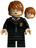 LEGO hp416 Ron Weasley - Black Gryffindor Robe and Medium Legs, Sleeping / Awake