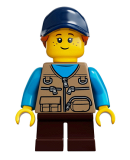 LEGO idea054 Girl, Freckles, Dark Tan Vest Over Dark Azure Shirt, Dark Blue Cap